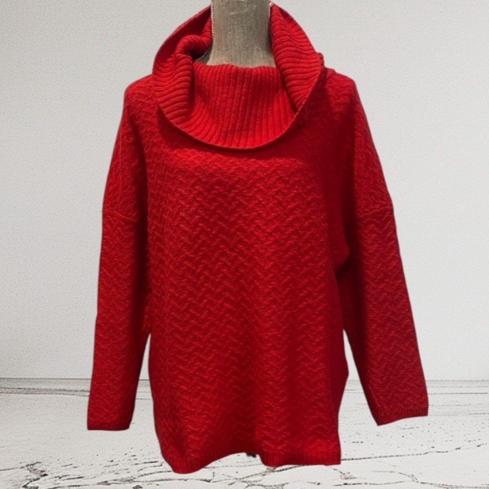 Coldwater Creek Red Cowl Neck Textured Knit Sweater 2X
